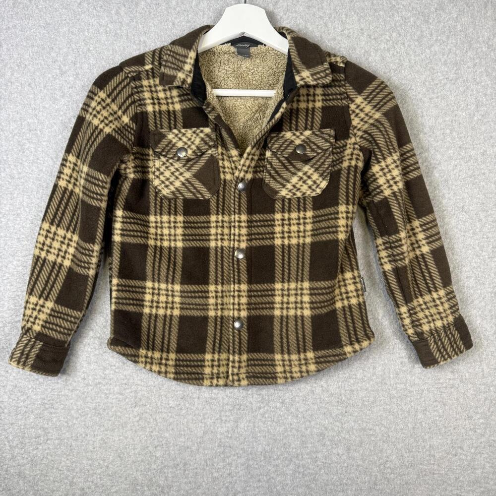 Eddie Bauer Kids Size 6/7Brown Faux Fur Lined Button Down Jacket Coat